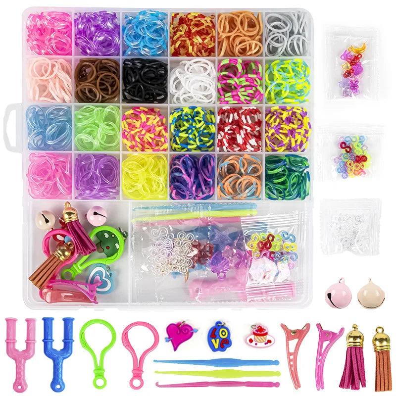 1Set Elastic Rubber Band Refill Loom Bracelet Kit Organizer for DIY Knitting Friendship Craft Girl Kid Creativity Birthday Gift