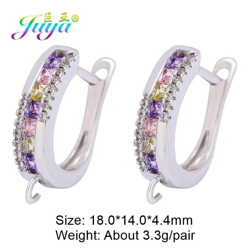 Juya 18K Gold Plated Copper Material Anti-Allergy Earwire Fixture Earring Hook Clasps For DIY Women's Earring Making Accessories