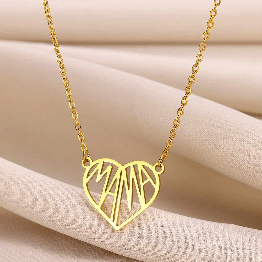 Fashion Necklaces 2022 Woman Stainless Steel Love Heart Pendant Necklaces Virgin Girls Jewelry Rose Gold Color Chain Link