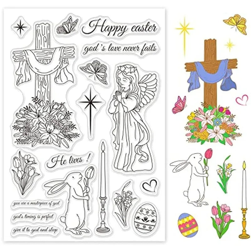 Easter Themed Silicone Clear Stamps Transparent Stamps for Birthday Valentine's Day Party Cards Making DIY Scrapbooking