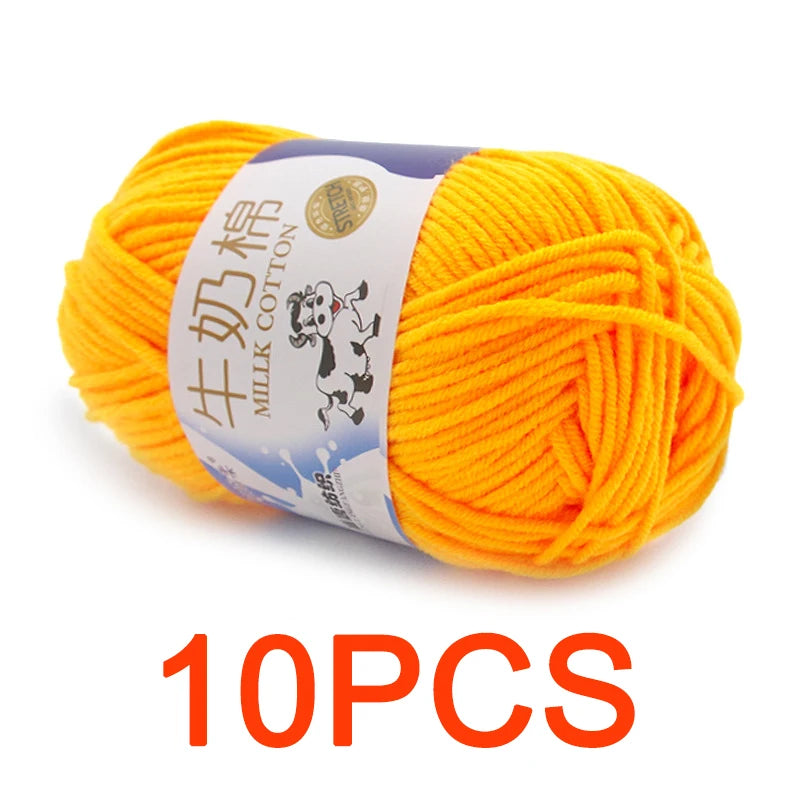 10 Pieces Milk Cotton Knitting Yarn Soft Warm Yarn for Hand Knitting and Crochet Projects