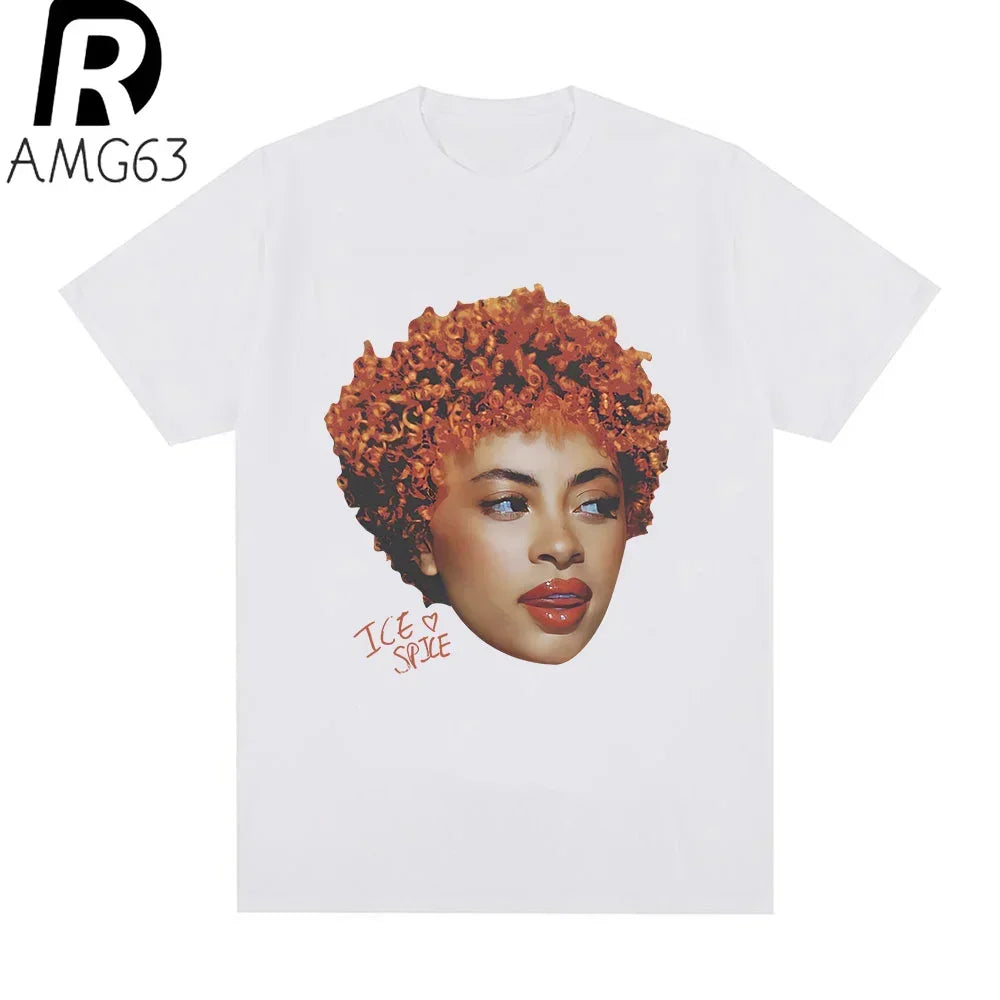Rapper Ice Spice Graphic T Shirt for Men and Women in Hip Hop Street Style Casual Summer Fashion