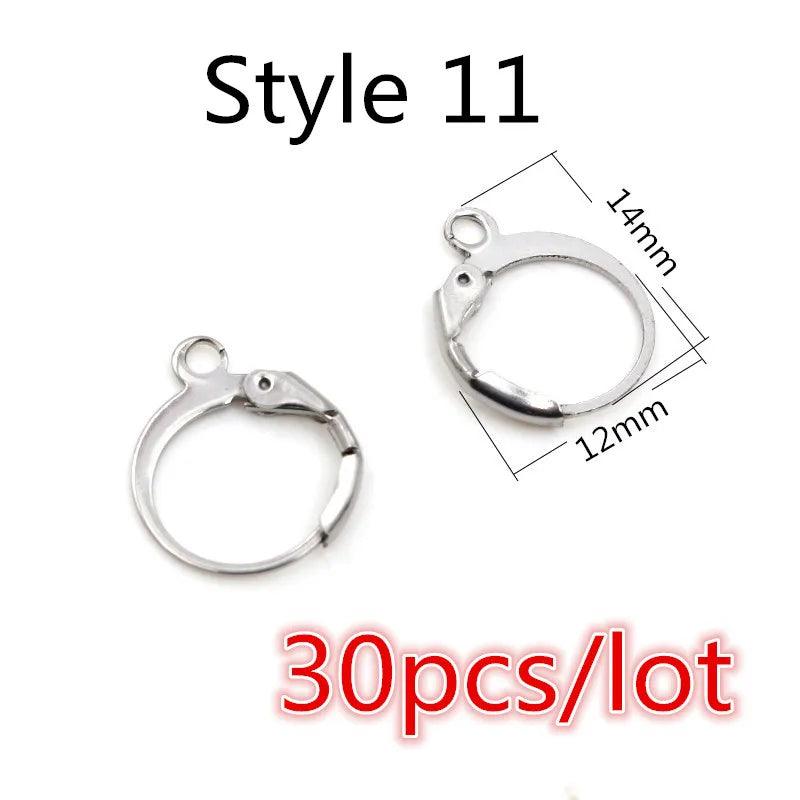 (Never Fade) High Quality 316 Stainless Steel DIY Earring Findings Clasps Hooks Jewelry Making Accessories Earwire