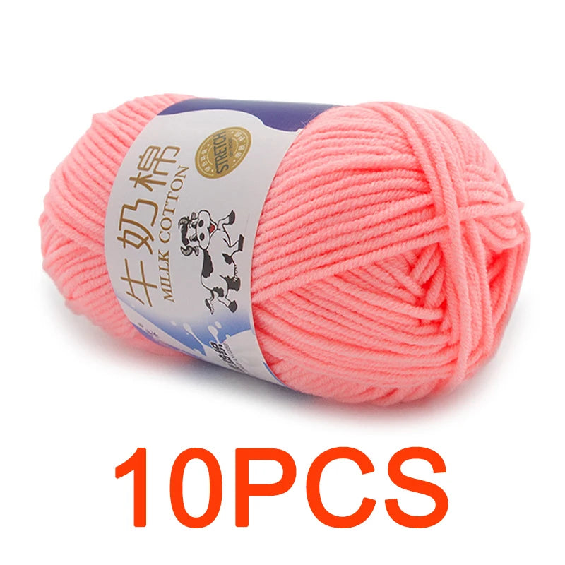 10 Pieces Milk Cotton Knitting Yarn Soft Warm Yarn for Hand Knitting and Crochet Projects