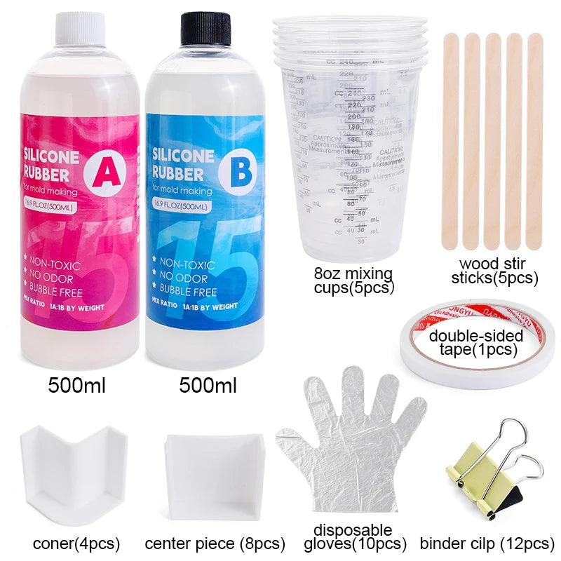 Silicone Mold Making Trial Kit Fast Cure Mold Making Silicone Rubber Platinum Cured Molding Silicone for Casting Resin Molds
