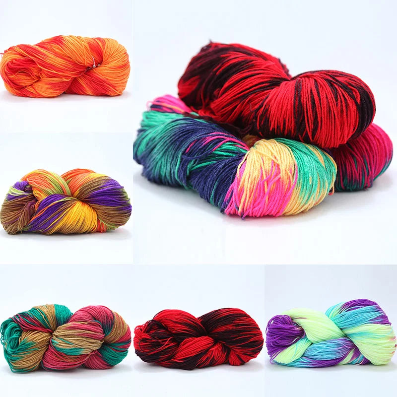 50g/Roll 4 Ply Knitting Cotton Wool Yarns Colorful Gradient Hand Woven Crocheted Sweater Scarf Thread Clothing Needlework Crafts