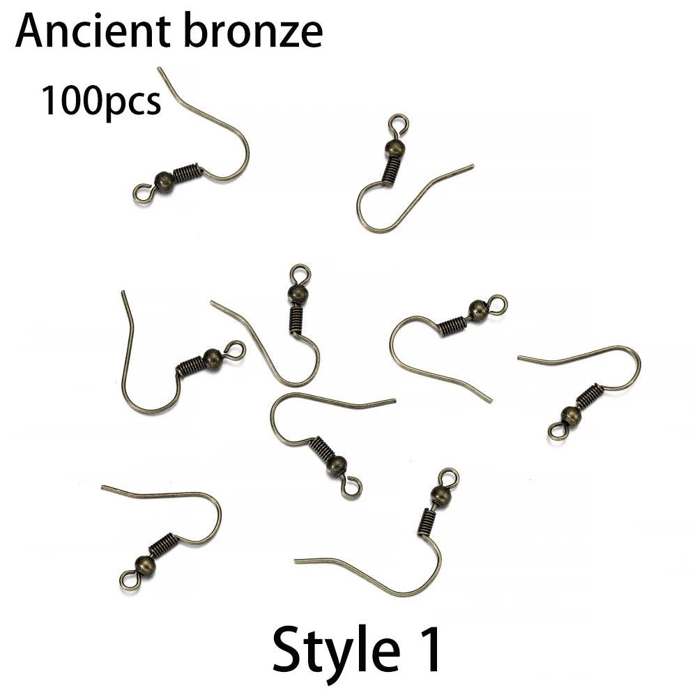 20-100pcs French Earrings Clasps Hooks Fittings DIY Jewelry Making Iron Hook Earwire Earring Findings Supplies