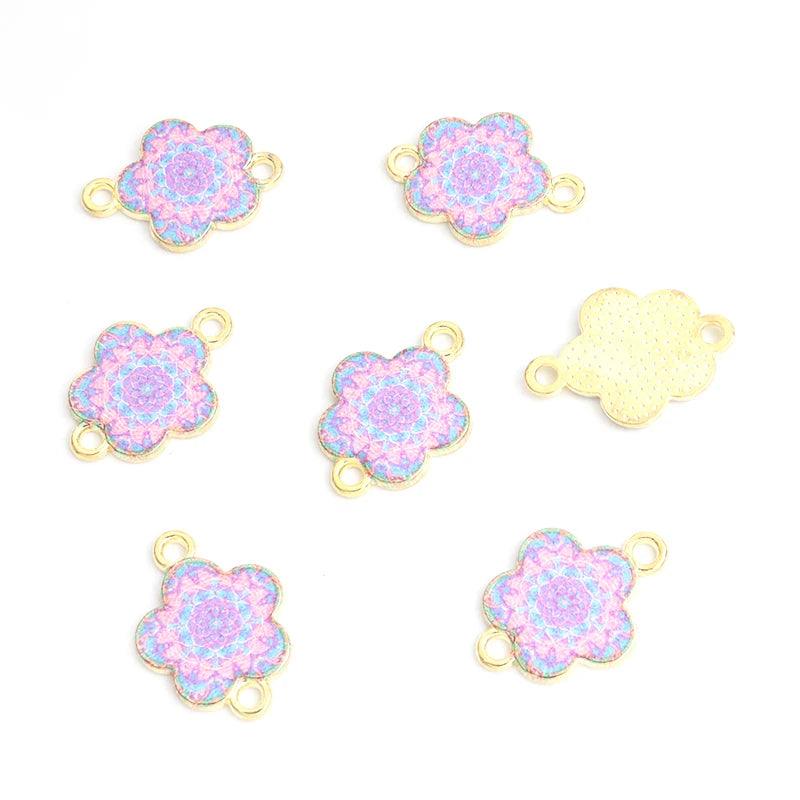 10pcs Mysterious Mandala Flower Enamel Connectors Datura Flower Of Life Double Ring Pendants for DIY Necklace Bracelet Anklet