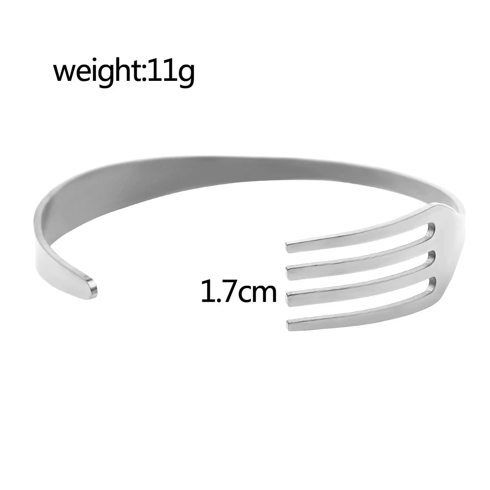 Fashion Creative Design Stainless Steel Curved Cutlery Fork Sleeve Bracelet Men's Ladies Personality Leisure Jewelry Gift