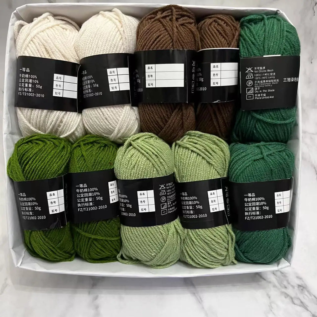 10 Balls Milk Cotton Yarn 500g Knitting and Crochet Wool Cotton Yarn DIY Craft Pack