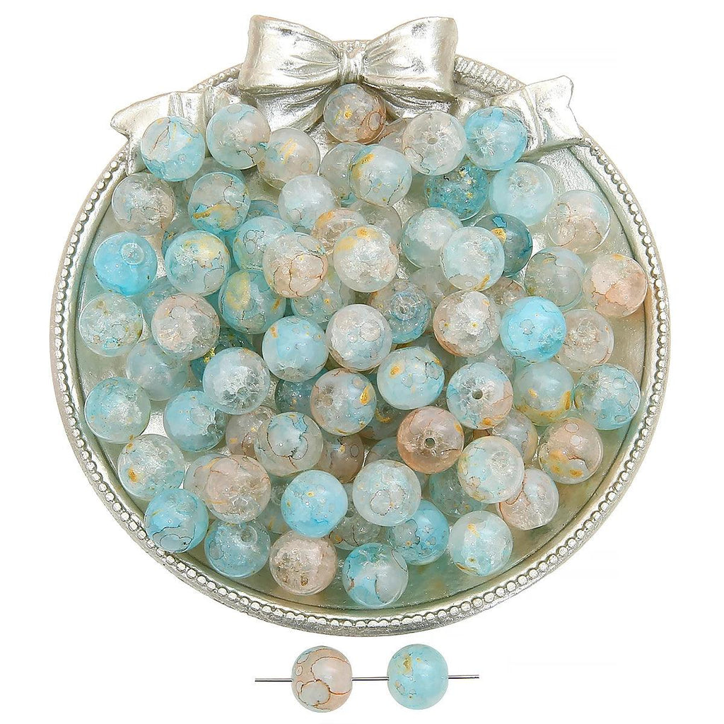 20pcs glass and jade shattered, sprinkled with gold, round beads, and loose beads DIY handmade bracelet, necklace, jewelry acces