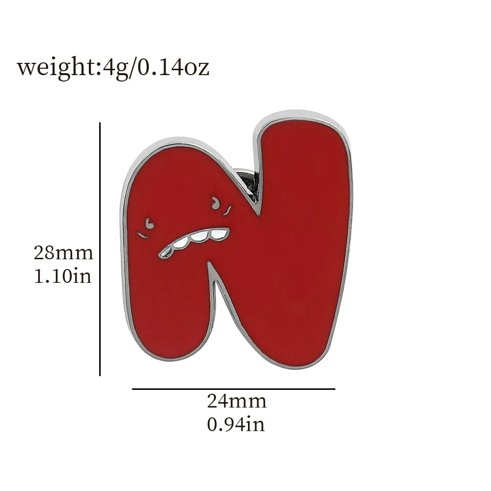 Cartoon 26 English Alphabet Shape Brooch Cute Metal Enamel Badge Clothing Backpack Lapel Pin Jewelry Accessories Gift