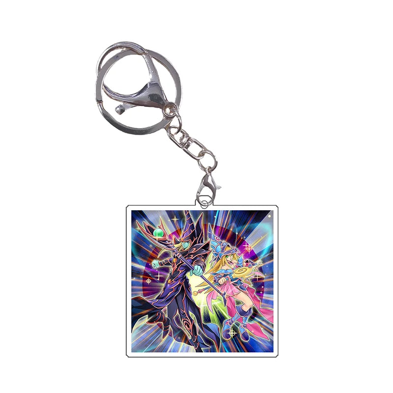 Yugioh Keychain Original Image Black Magician Girl DMG BMG Kuriboh Anime Game Self Made Acrylic Pendant Decoration DIY Toys Gift