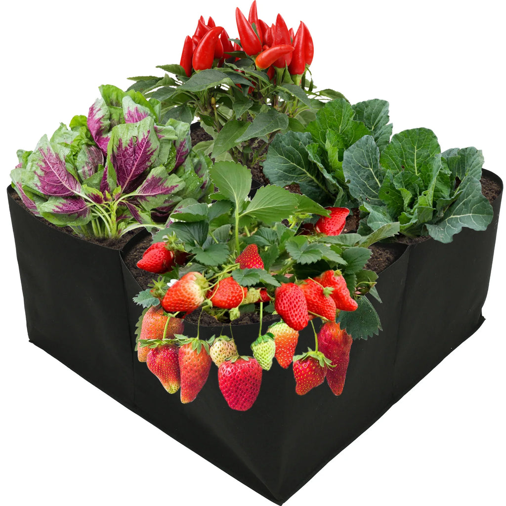 4/8 Grids Garden Raised Planting Bed Fabric Raised Garden Bed Square Felt Garden Flower Grow Bag Vegetable Planter Pot