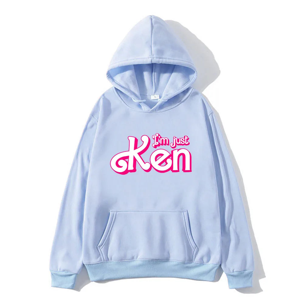 I'm Just Ken RyanGosling Hoodies Long Sleeve Casual Spring Sweatshirts with Pocket Hip Hop Pink Graphic Printing Sudaderas Mens
