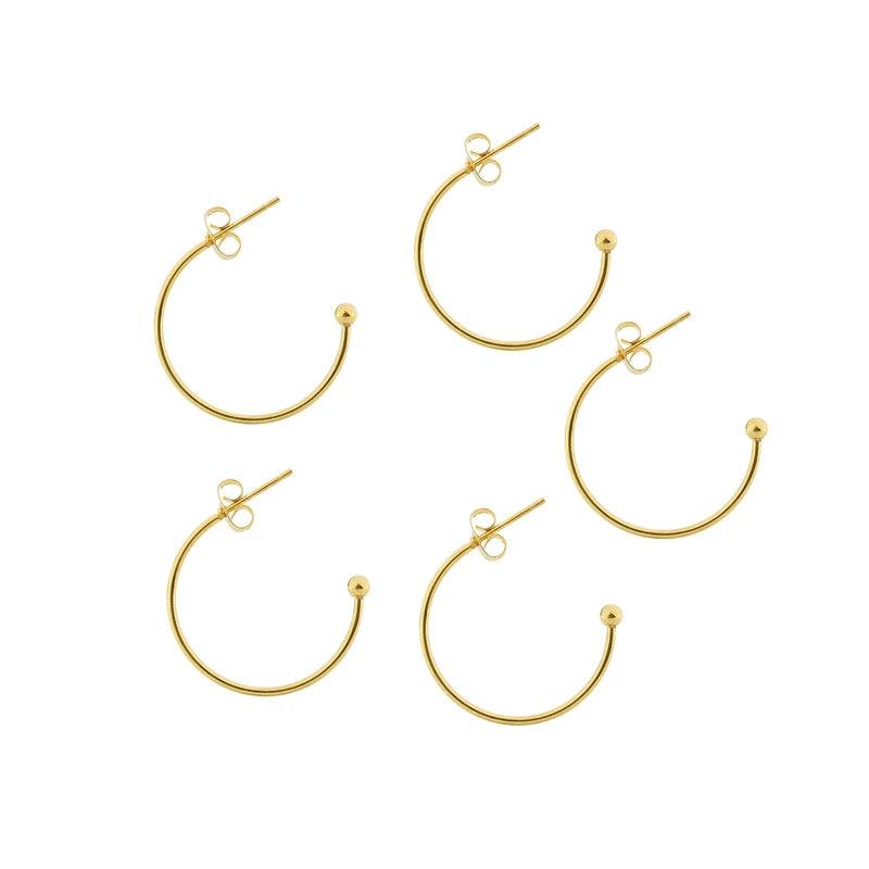 6 pcs/lot 15-25mm Stainless Steel C-shaped Ear Hoops Small Round Earrings Ear Wires Connector for DIY Jewelry Making  Supplies