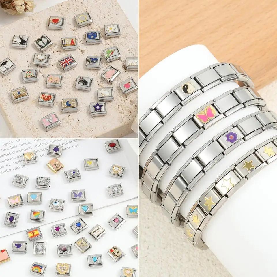 Fashion Eye Star Cute Animals Star Fish Spider Poker Queens Friendship Charm Italian Link Fit 9mm Bracelet Making DIY Jewelry