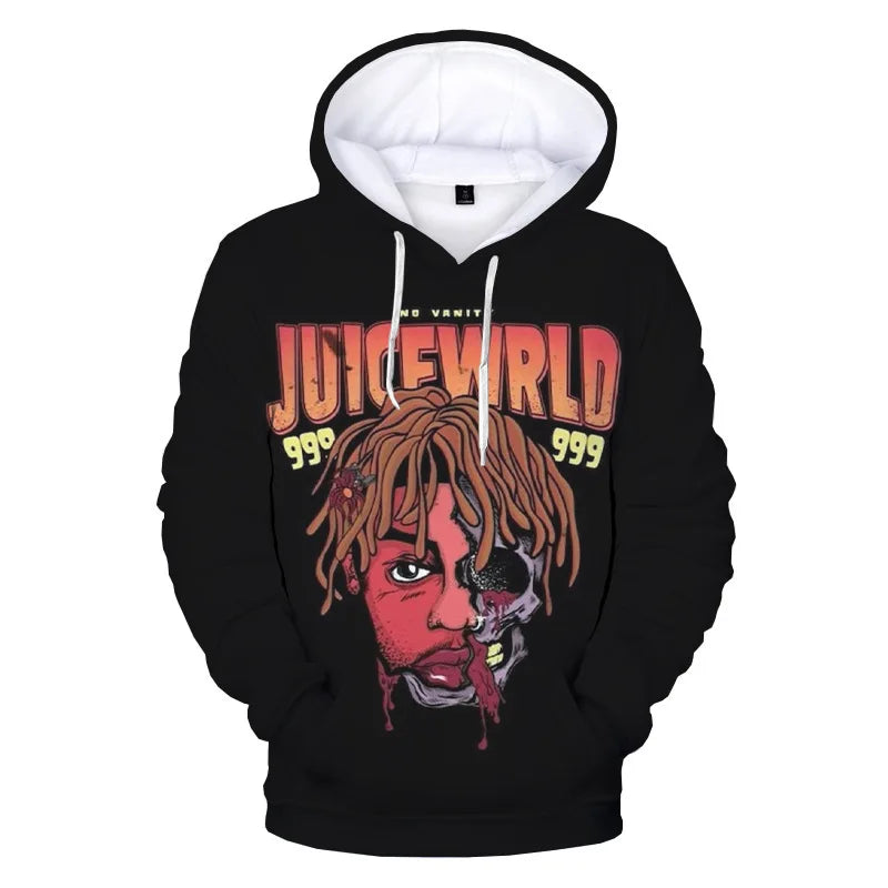 Juice WRLD Hoodies Men Women Hooded Sweatshirts Fashion Hip Hop Casual Pullovers Autumn Boys Girls Black Streetwear Juicewrld