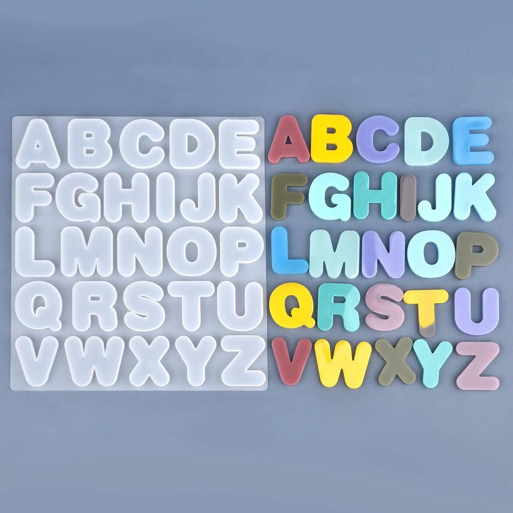 English Alphabet A-Z Epoxy Resin Silicone Mold Letter 0-9 Number Keychain Earring Pendant DIY Crafts Casting Tool Resin Mould