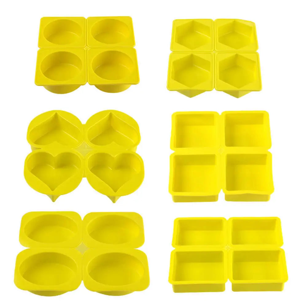 4 Holes Handmade Soap Silicone Mold Round Square Heart-Shaped Diy Candle Chocolate Candy Making Tool Easy To Use 19*14cm