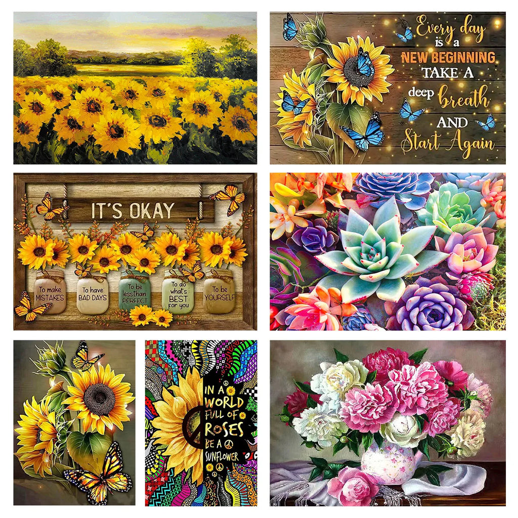 DIY Diamond Painting Round Diamond Sunflower Pattern Full Diamond Mosaic Home Decoration Painting Cross Stitch Kit