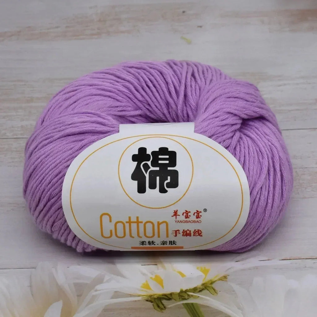 100 Percent Cotton Soft Combed Hand Knitting Crochet Yarn Natural Pure Color Thread 50g 125m