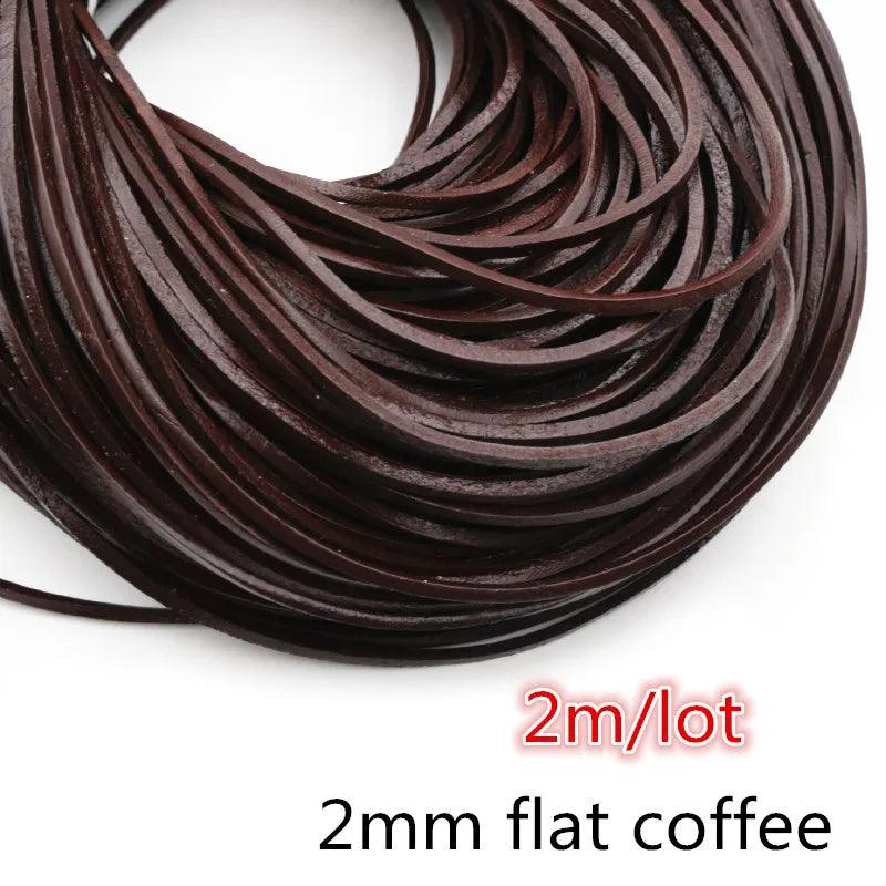 2-5m/lot 1-8mm Genuine Cow Leather Round/Flat Strand Thong Cord DIY Bracelet Findings Rope String For Jewelry Making Accessories