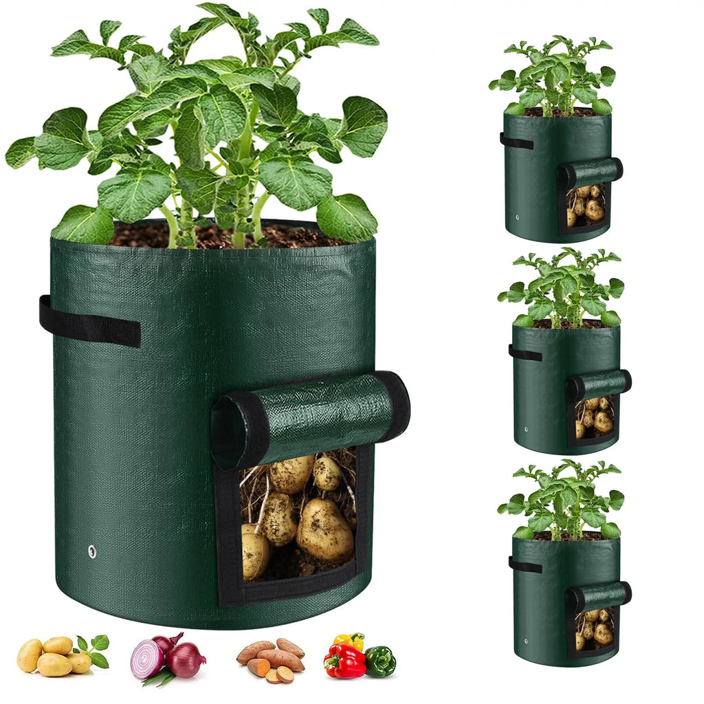 1PC Garden Potato Grow Bag PE Fabrics Gardening Thicken Pot Vegetables Planter Tub with Handles and Access Flap