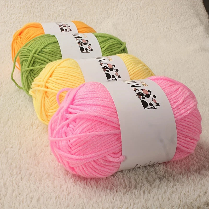 150g 5-strand Milk Yarn Handmade Medium Thick DIY Woven Doll Sweater Flower Hat Scarf Yarn Ball