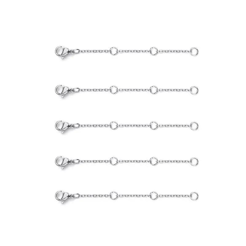 5pcs Stainless Steel Extension Extended Tail Chain Lobster Clasps Connector 3-10cmDIY Jewelry Making Findings Bracelet Necklaces