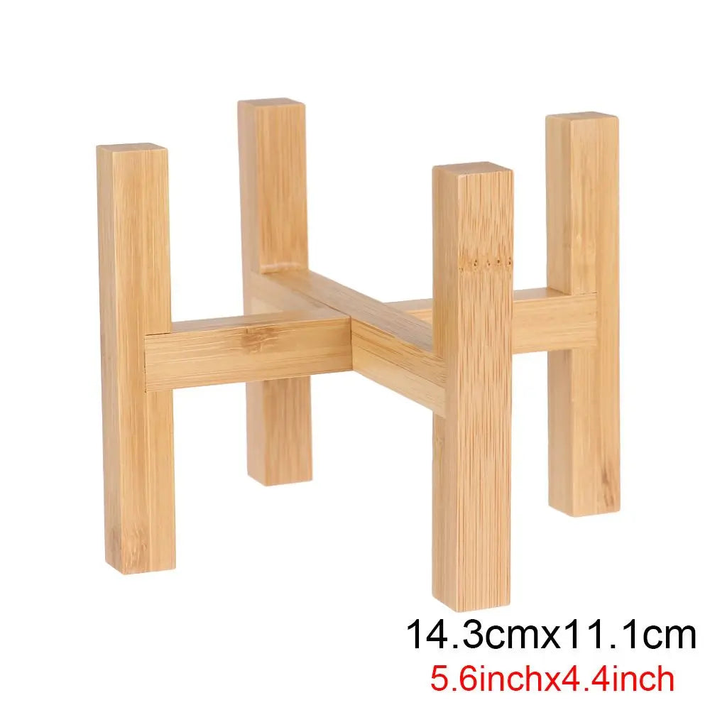 Bamboo Bonsai Display Stand Trays Wood Flowerpot Holder Durable Flower Pot Base Floor-Standing Display Stand Home Decoration