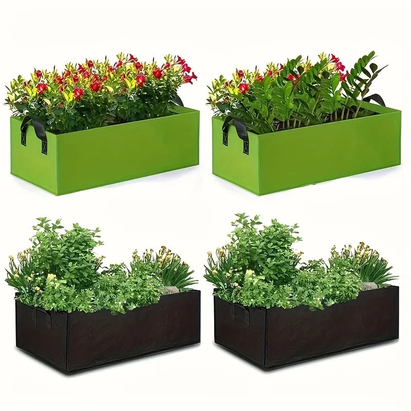 Square Fabric Raised Garden Bed,Nonwoven Grow Bag, Breathable Planting Container with Handles,Reinforced Flower Pot for Outdoor