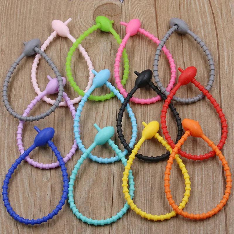 10Pcs/Lot 13 Color Silicone Reusable Bag Ties Twist Wire Fasten Cable Zip Tie Headset Data Line Universal Magic