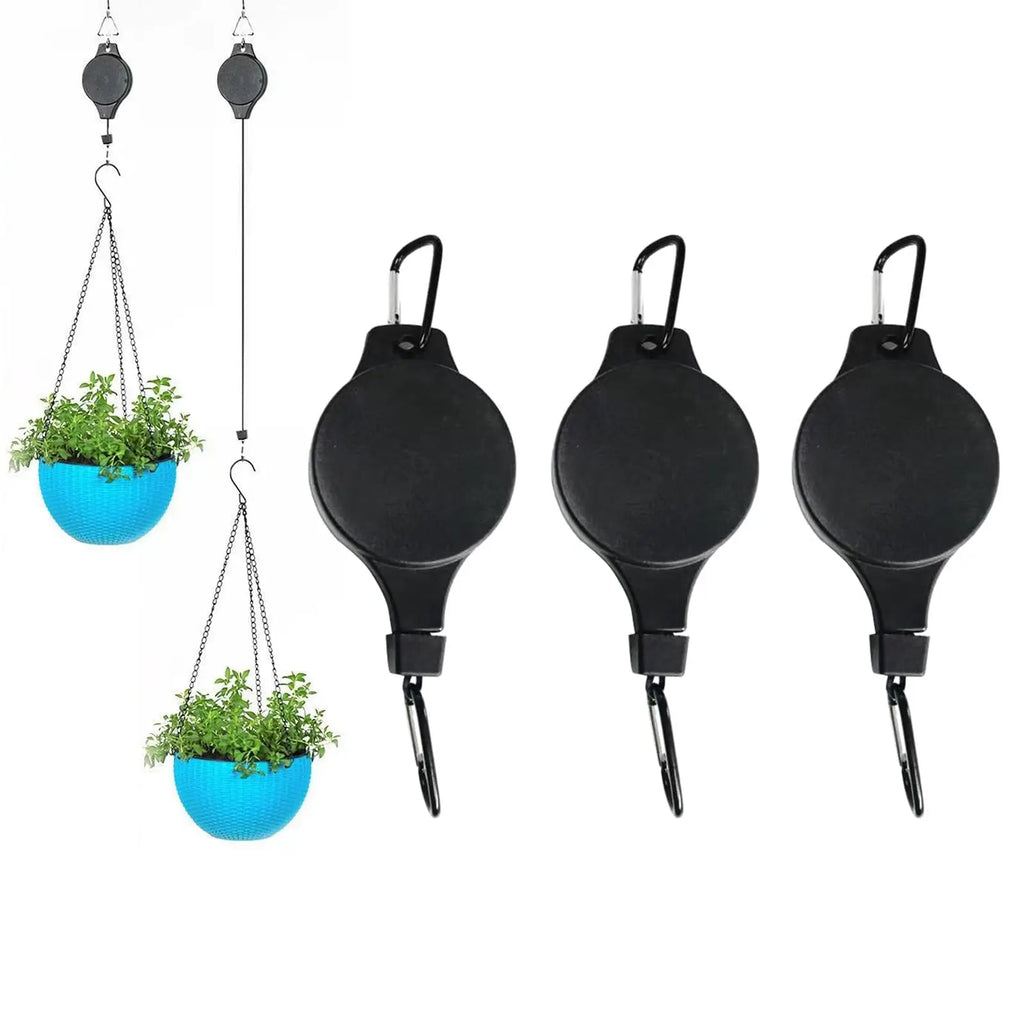 Garden Baskets Pots Hanging Hook Adjustable Lift Plant Pulley Set Retractable Pulley Pull Down Hanger Plants Flower Hanger Hook
