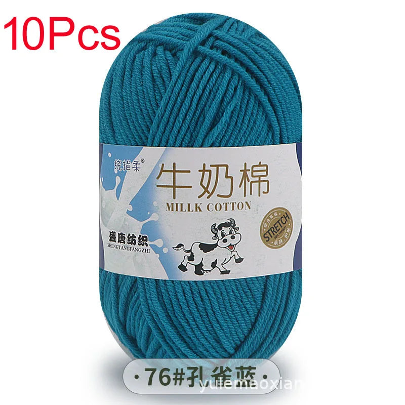 10 Piece Milk Cotton Yarn Knitting Wool for Hand Knitting and Crochet Soft Yarn for Scarves Hats and Sweaters