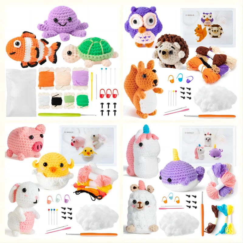 DIY Knitted Animal Beginner Crochet Kit Kids Adult Favors Manual Crochet Material Handmade Unicorn Craft For Knitting Enthusiast