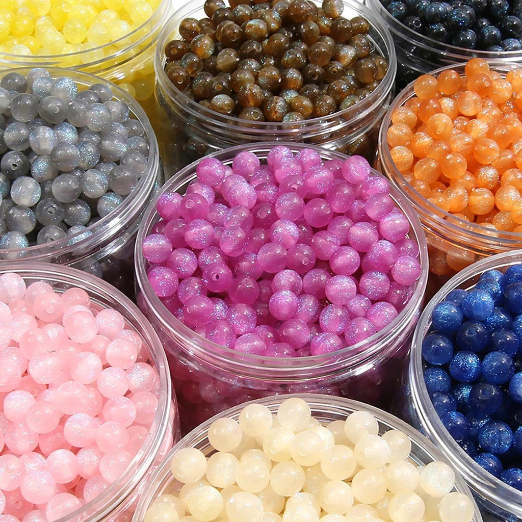 8mm 30Pcs/Bag Resin Starry Sky Sprinkle Gold Mermaid Beads Round Beads Unique Scattered Beads Handmade DIY Jewelry Bracelets Ear