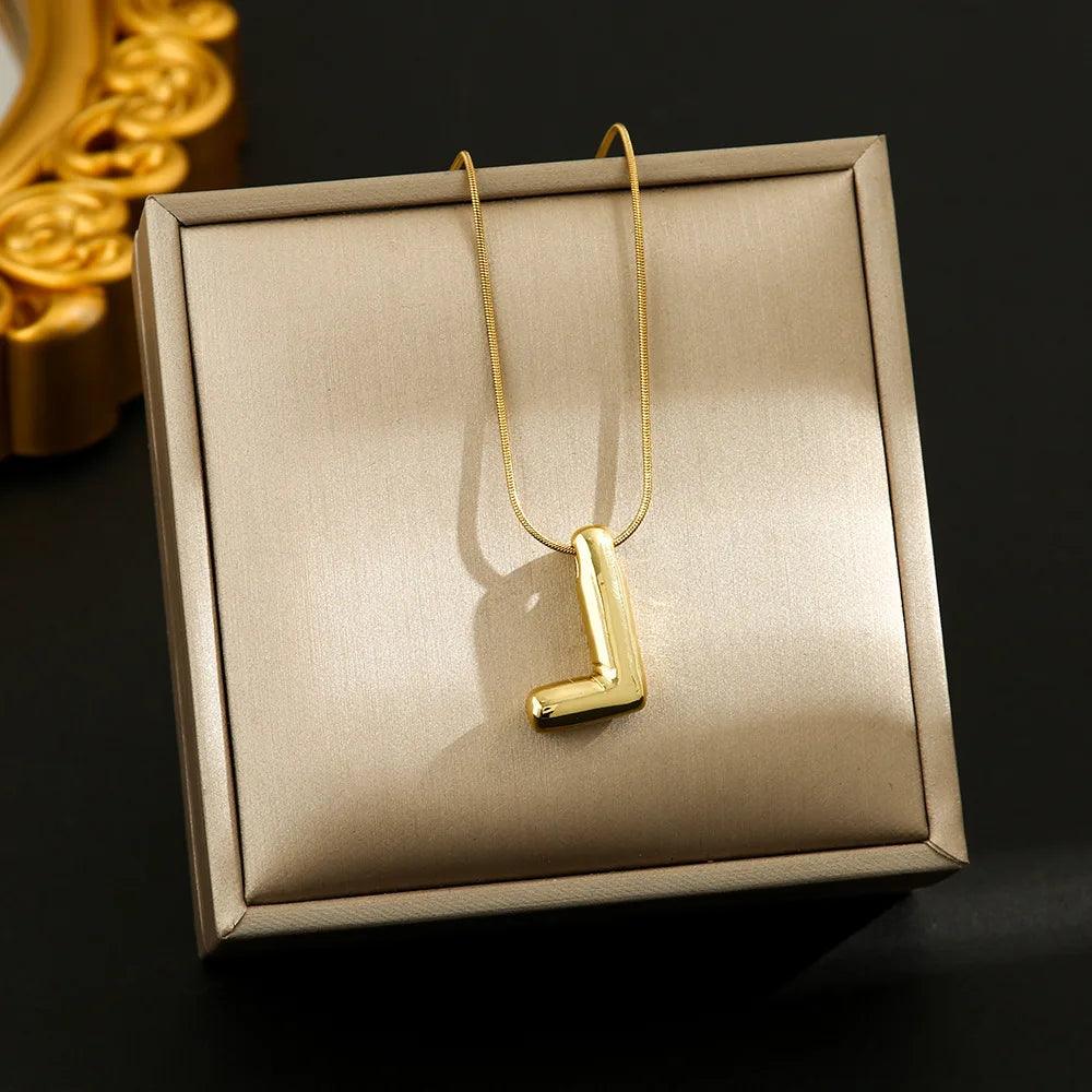 Hot Sale Stainless Steel 26 English Alphabet Necklace Pendant All-match Simple Clavicle Chain Jewelry