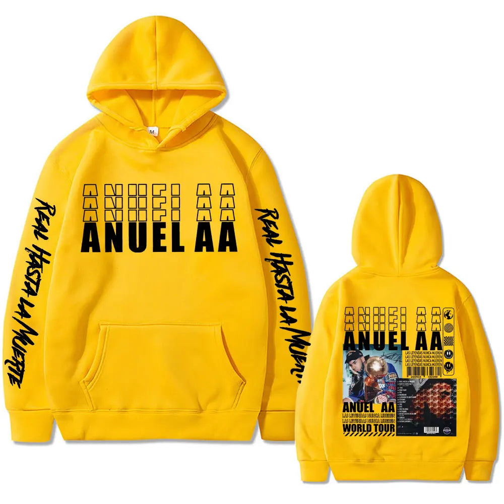 Famous Anuel AA Sweatshirt Las Leyendas Nunca Mueren World Tour Hoodie Men's Hip Hop Fashion Tracksuit Male Oversized Hoodies