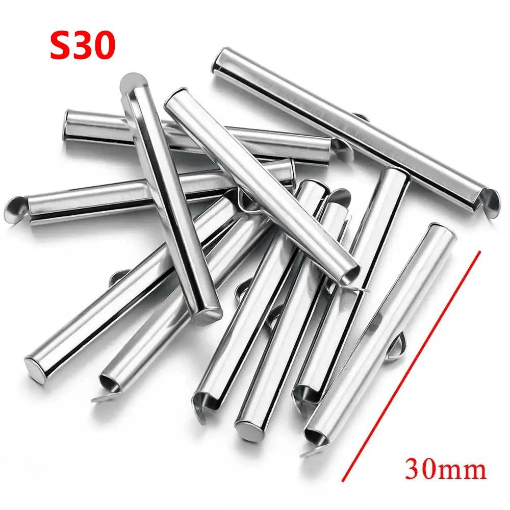 20pcs Stainless Steel Gold Plated Crimp End Beads Slide Chain Clasp Tube Slider Connector for DIY Bracelet Crafts Jewelry Making