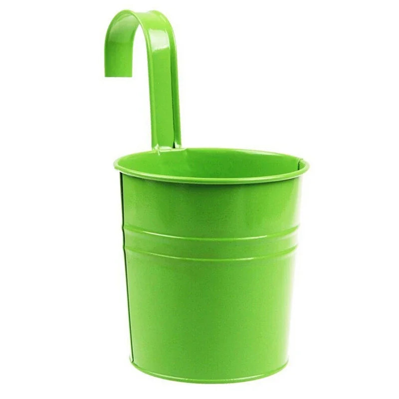 10 Colors Metal Iron Flower Wall Hanging Flower Plants Pot Hook Bucket Tin Garden Planter Pots Balcony Hanging Succulent Basket