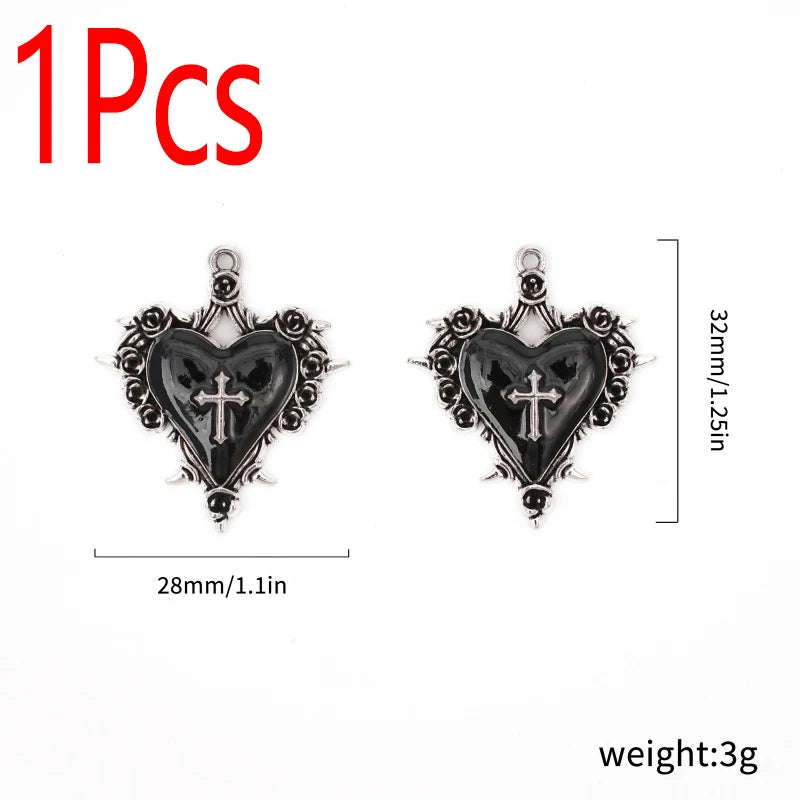 1Pc Mixed Gothic Jewelry Combination Imitation Enamel Irregular Cross and Coffin Cross Pendant Necklace Bracelet Earrings Jewel