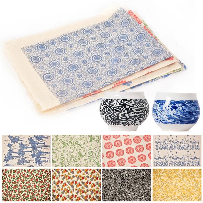 Printed Paper Porcelain Decal Ceramic Underglaze Transfer Paper Sticker Pottery Art Colorful Flower Paper Diy Ceramic Decals