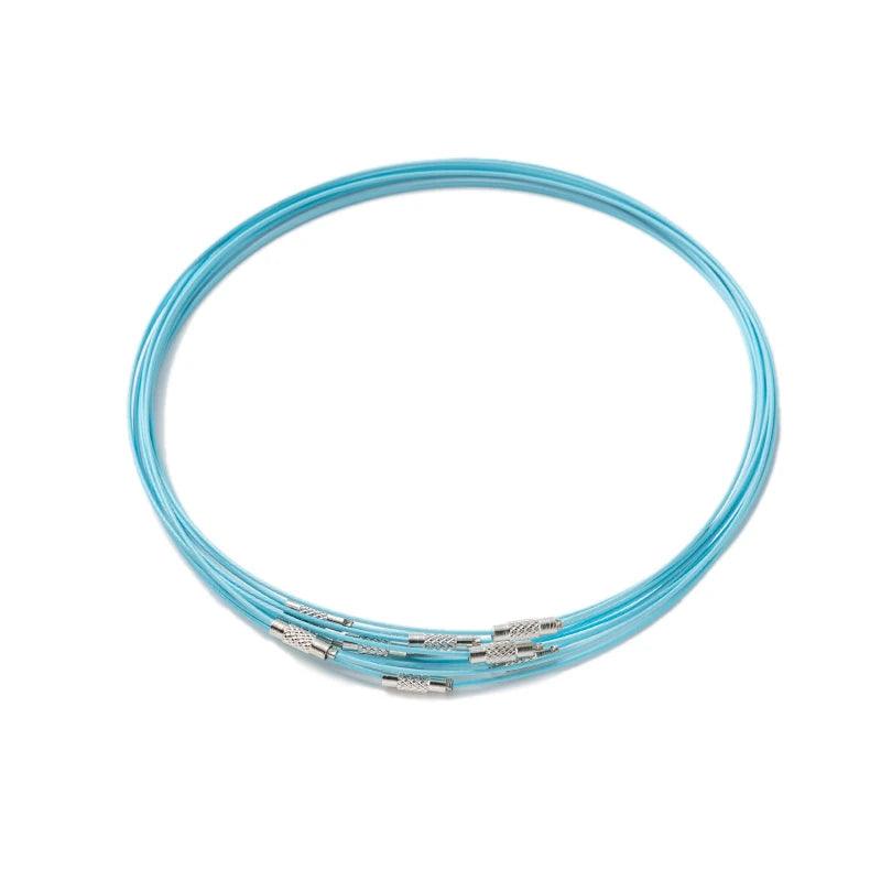 10pcs 46cm No Fade Stainless Steel Wire Necklace Cord  Choker Chain with Brass Screw Clasp For DIY Jewelry Making