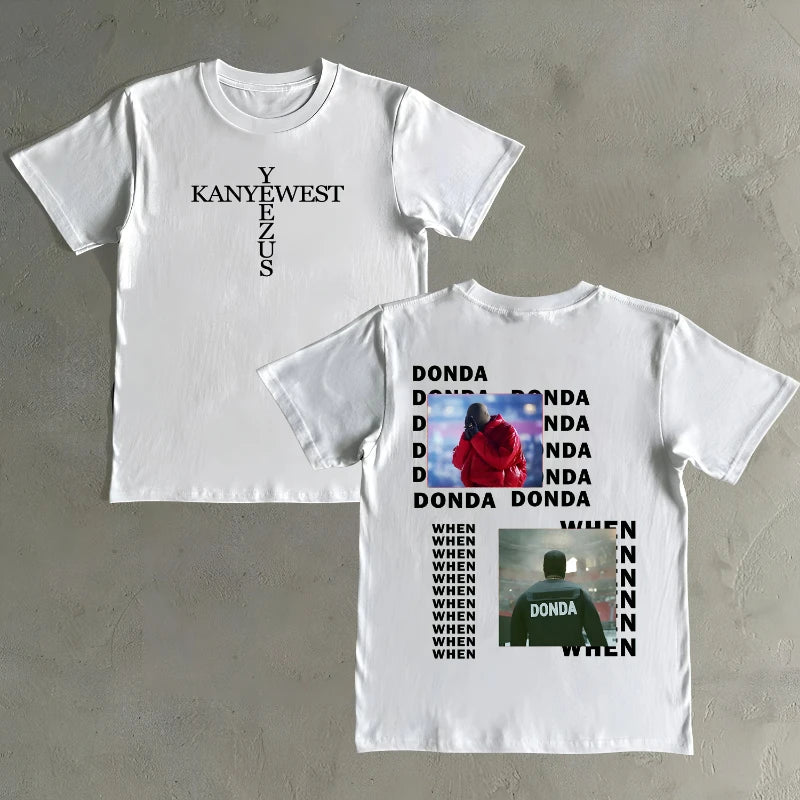 Kenye Cotton T-Shirt Unisex Hip Hop Graphic Tee Summer Round Neck Short Sleeve Big Size S-4XL