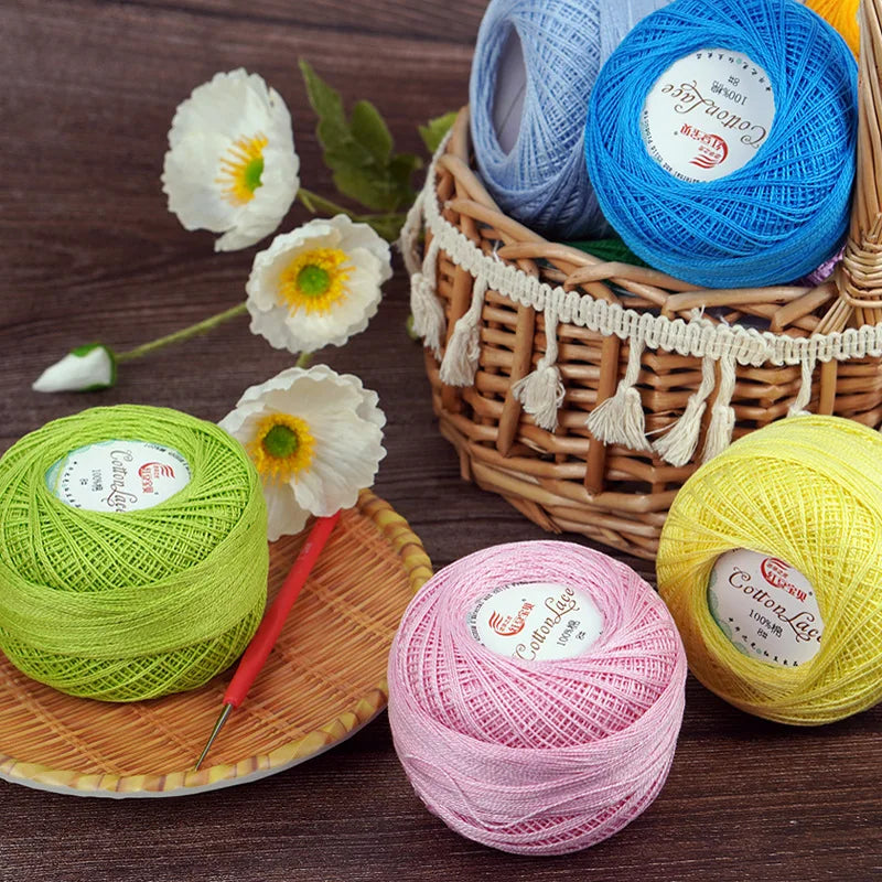 100% Cotton Mercerized Crochet Yarn 45g for Knitting and Embroidery Projects