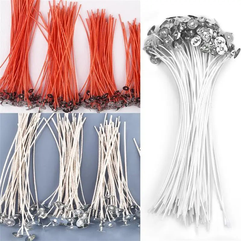 Stripe Candle Wicks White Red 2.5~20cm Smokeless Wax Pure Cotton Core For DIY  Candle Making Pre-Waxed Wicks Handmade Material