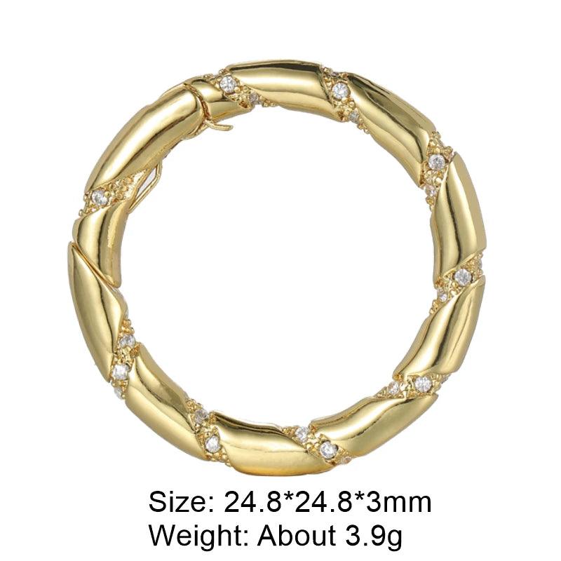 Juya Handmade Creative 18K Gold Plated Brass Screw Locks Carabiner Clasps Accessories For DIY Mesh Chains Pendant Jewelry Making