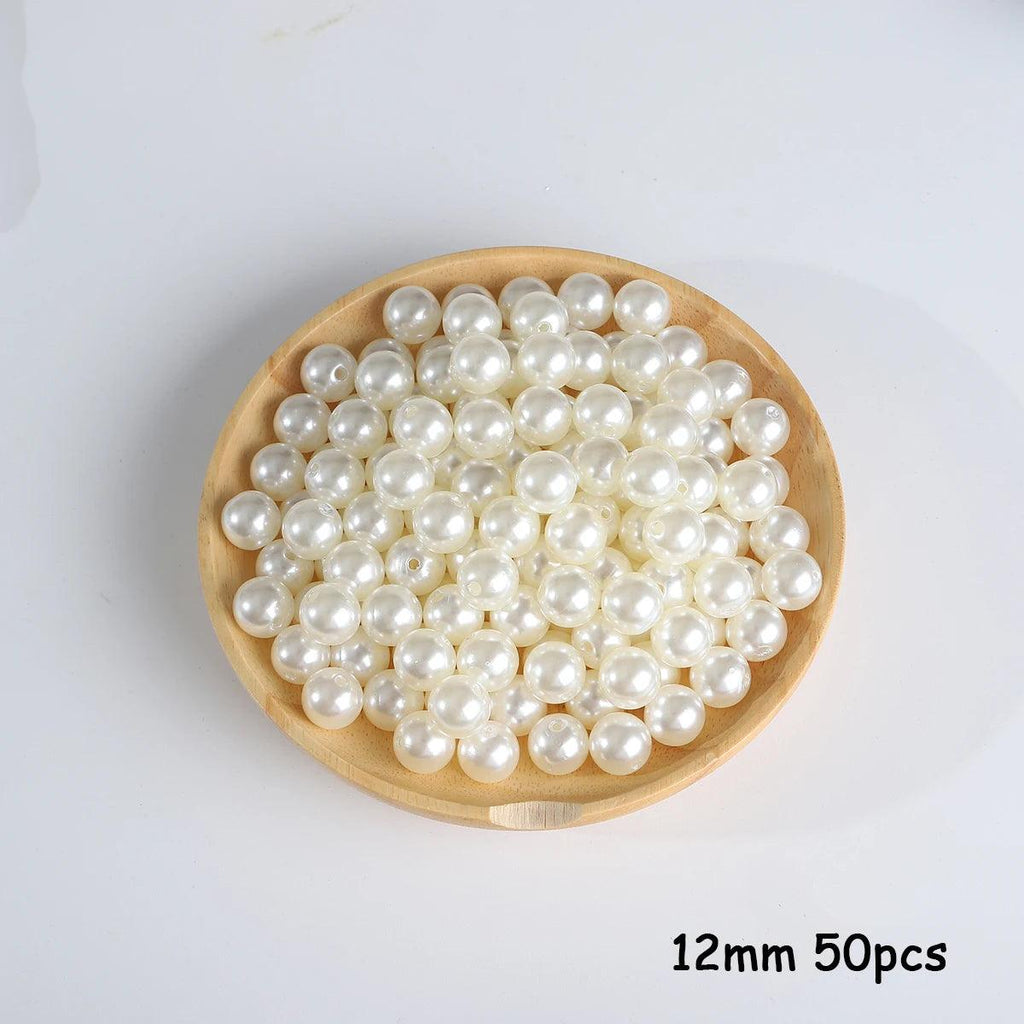3-20mm 10-1000pcs straight hole ABS imitation pearl beige white bracelet with round beads for DIY craft jewelry making products
