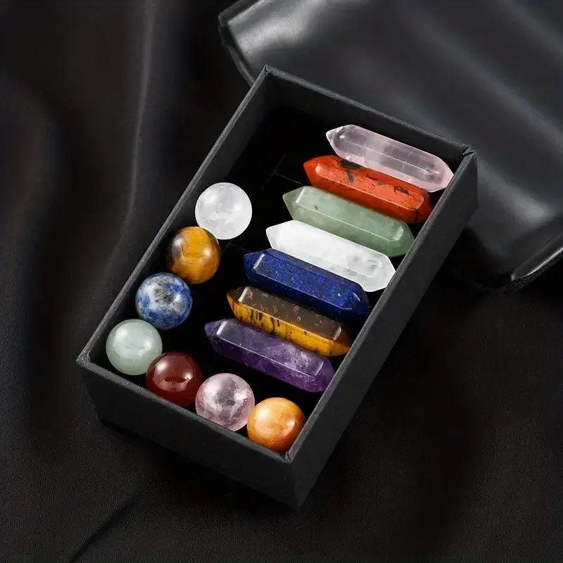 11/14pcs Natural Stone Healing Crystal Jewelry DIY Gift Box Set, Healing Crystal, Seven Chakra, and Balance The Human Body.